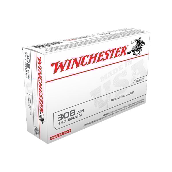 Winchester USA 308 Win 147gr FMJ Ammunition, 20 Round Box - USA3081 - Winchester