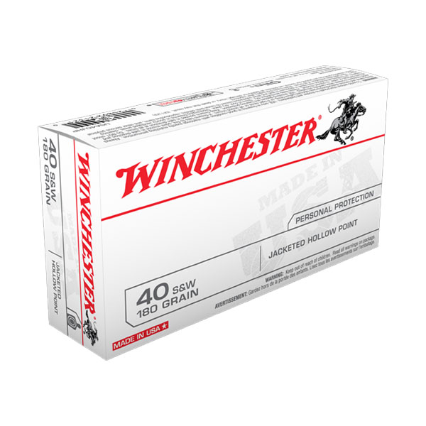 Winchester USA 40 S&W 180gr JHP Ammunition, 50 Round Box - USA40JHP