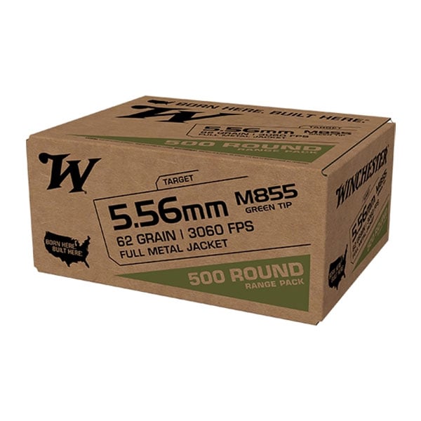 Winchester M855 5.56 Bulk Ammo 62 Gr FMJ Green Tip 500rds - WM855500 - Winchester