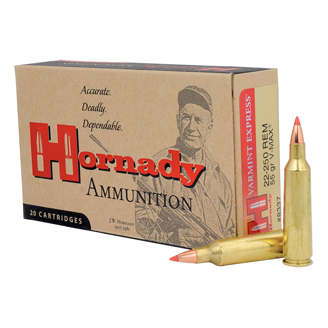 Hornady .22-250 Rem 55gr V-MAX Varmint Express Centerfire Ammunition 20rds - 8337 - Hornady