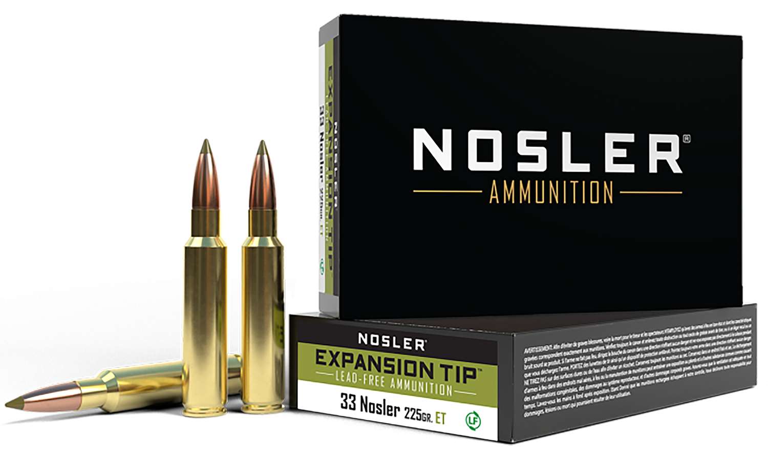 Nosler 33 Nosler 225 grain E-Tip Lead-Free Rifle Ammo, 20/Box - 40042 - Nosler