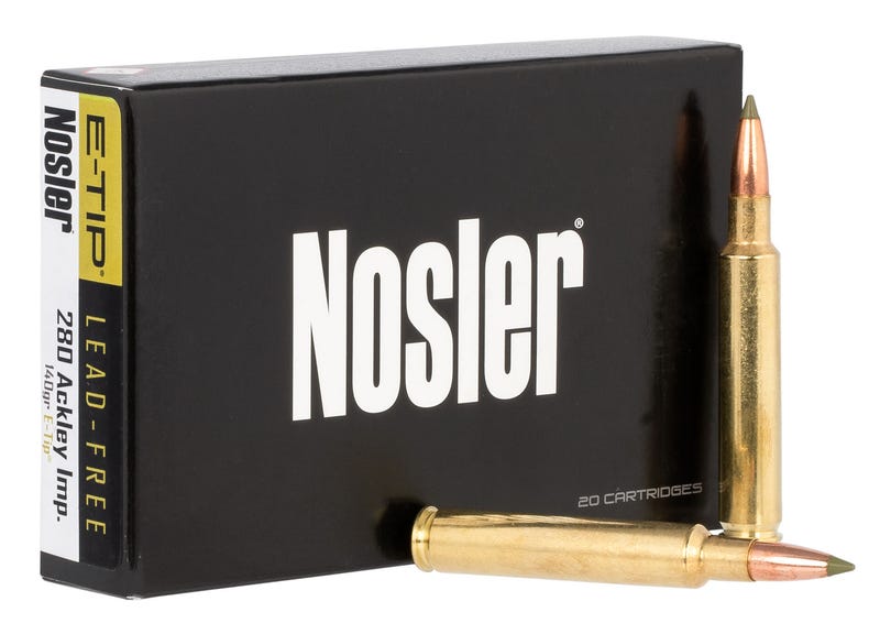 Nosler 280 Ackley Improved 140 grain E-Tip Lead-Free Rifle Ammo, 20/Box - 40067