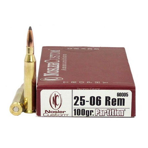 Nosler Trophy Grade 25-06 Rem 100 grain Partition Rifle Ammo, 20/Box - 60005