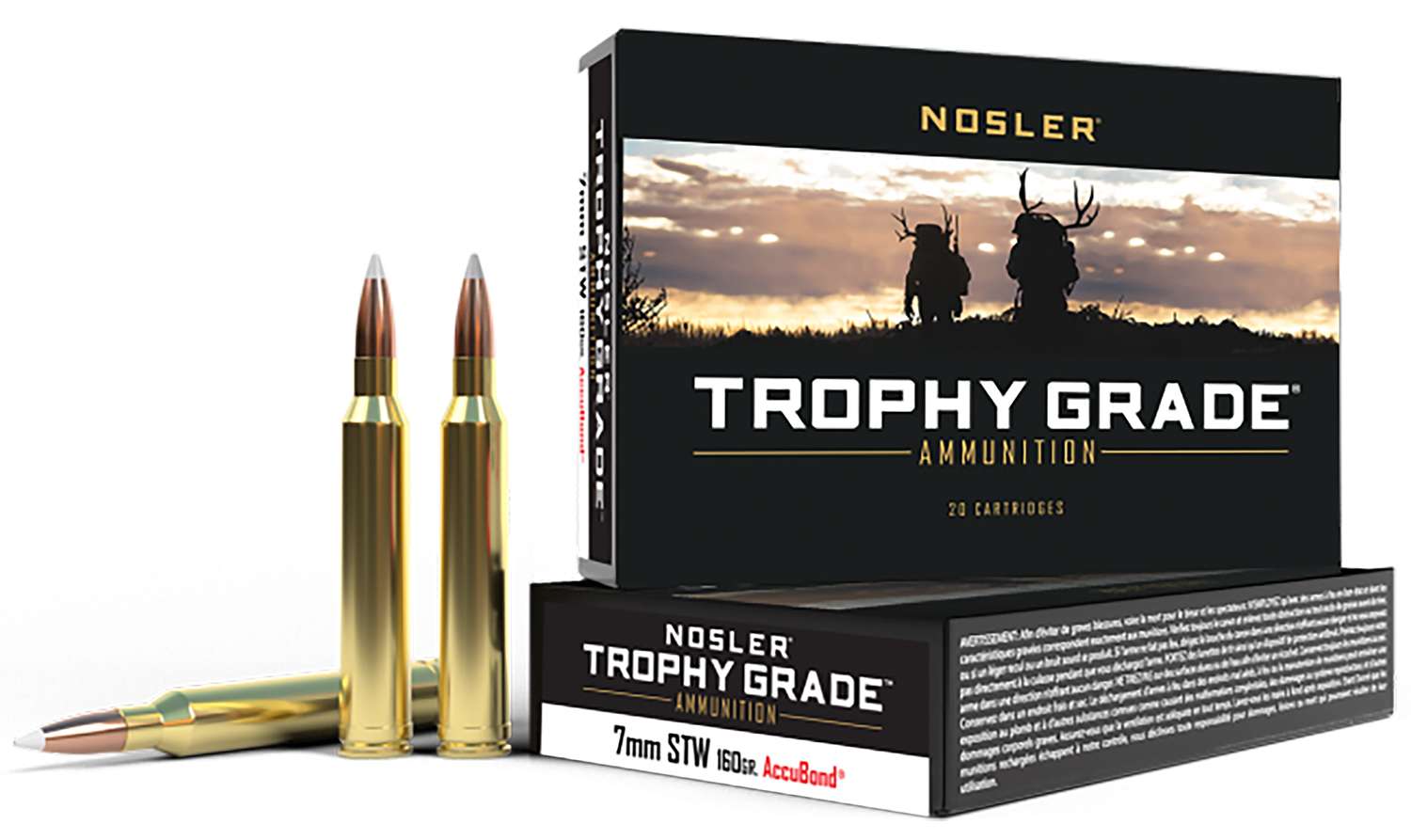 Nosler Trophy Grade 7mm STW 160 grain AccuBond Rifle Ammo, 20/Box - 60047 - Nosler