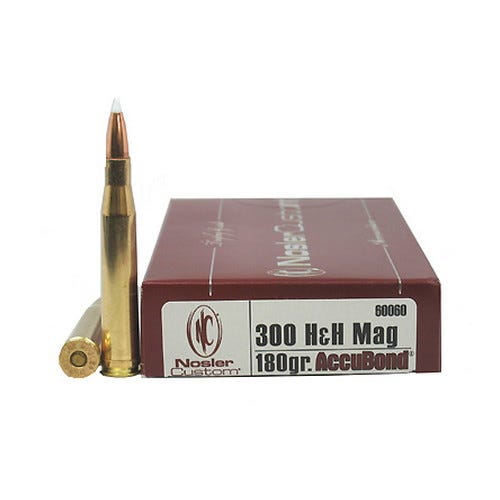 Nosler Trophy Grade 300 H&H Mag 180 grain AccuBond Rifle Ammo, 20/Box - 60060 - Nosler
