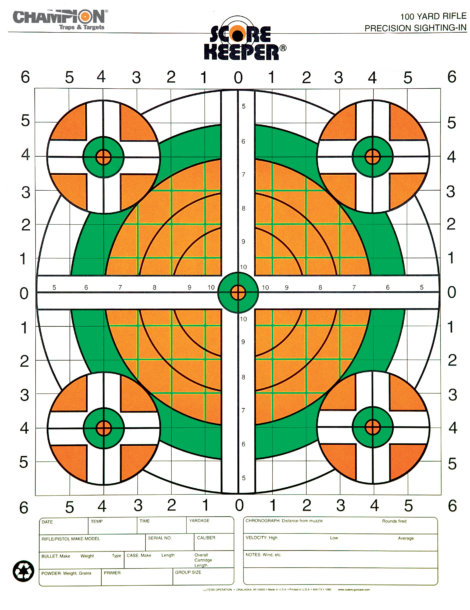 Champion Scorekeeper 100 Yard Sight-In Fluorescent Rifle Targets, 100 Pack - 45731 - Champion
