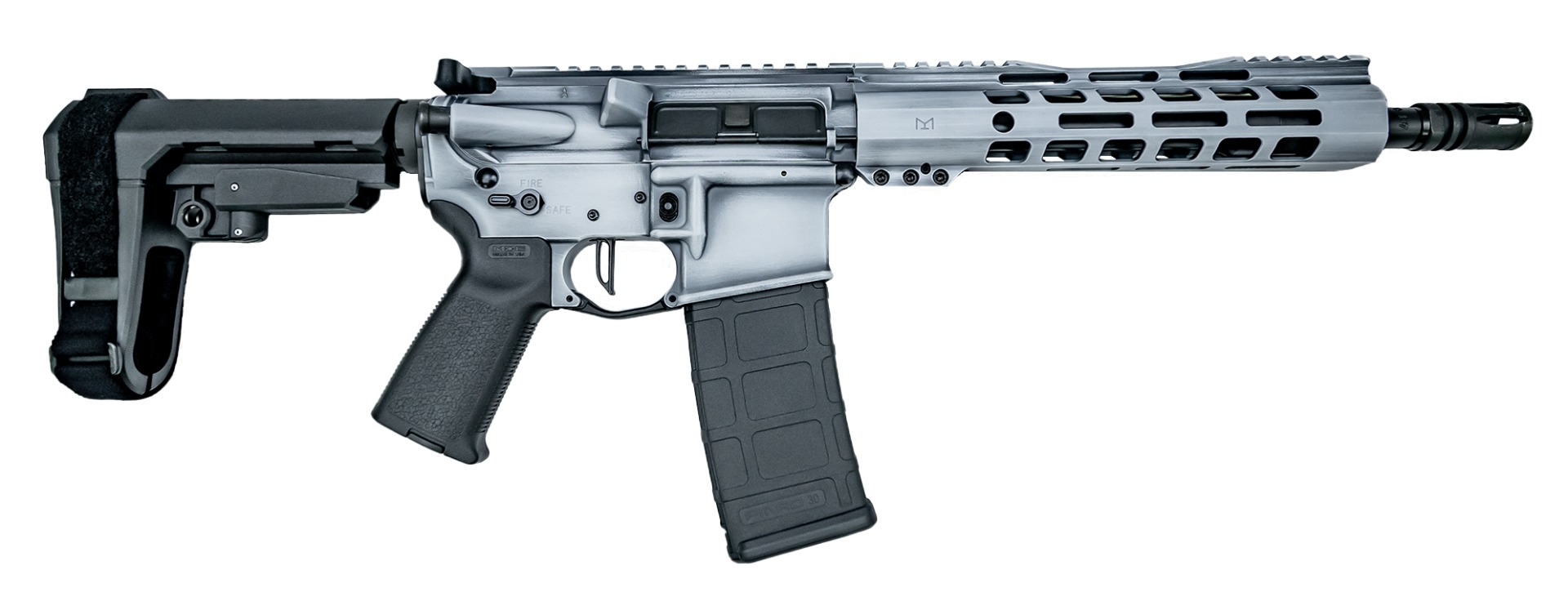 PSA Custom 10.5" 5.56 NATO 1/7 Phosphate 9" LTWT M-Lok Pistol - Battle White - Psa Custom