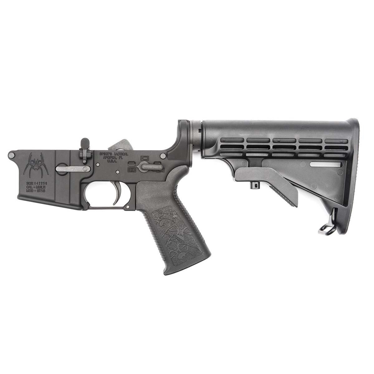 Spikes Tactical Spider Complete Lower w/Buttstock .223 Remington, Black - Spikes Tactical