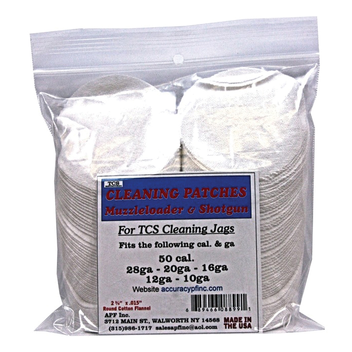 TCS .50 Cal/28 Gauge/20 Gauge/12 Gauge 2.75" x 0.01" Round Cleaning Patch, Bag of 130 - Tcs