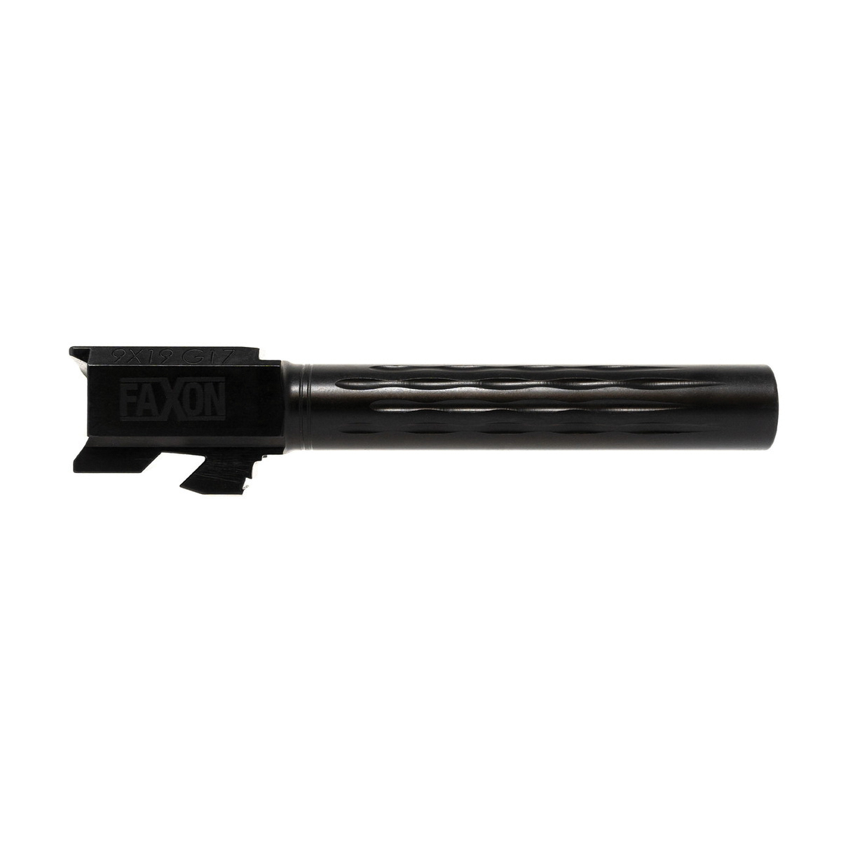 Faxon Firearms Button Rifled Flame Fluted Drop-In Barrel 9mm Fits Glock Gen 2-4 G17 Full-Size, Black - Faxon Firearms