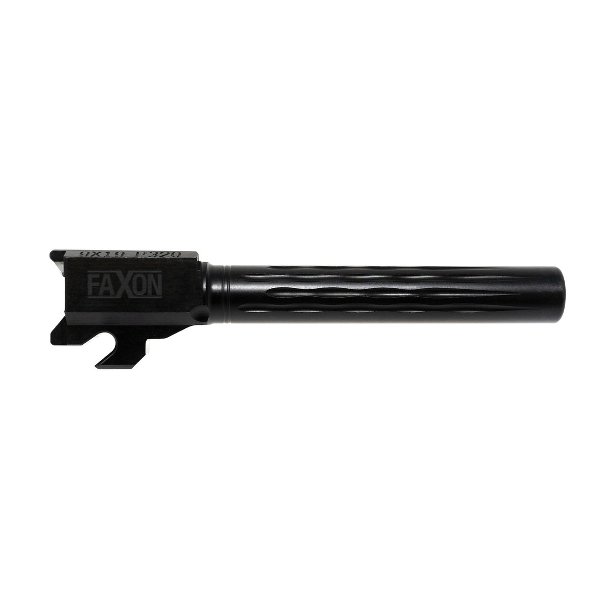 Faxon Firearms Button Rifled Flame Fluted Drop-In Barrel 9mm Fits Sig Sauer P320 Full-Size, Black - Faxon Firearms