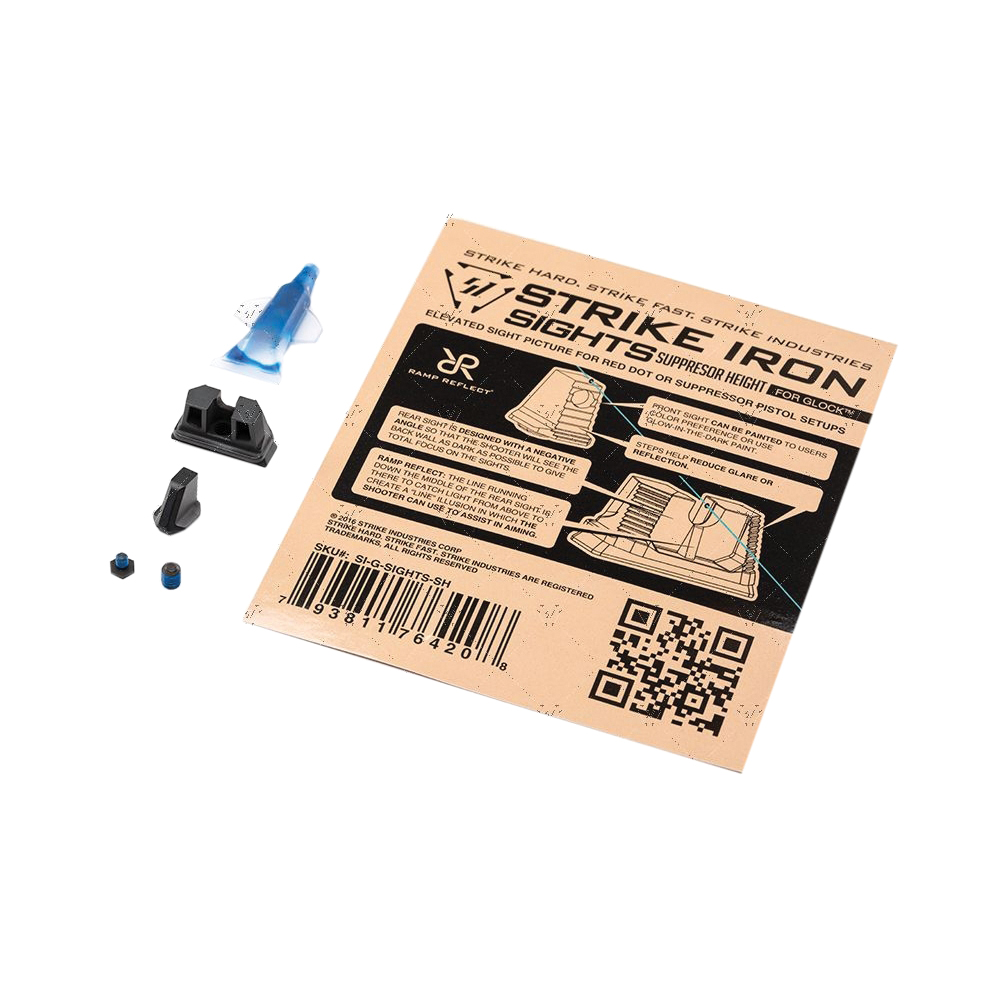 Strike Industries Suppressor Height Iron Sight Front/Rear, Black/Black - Strike Industries