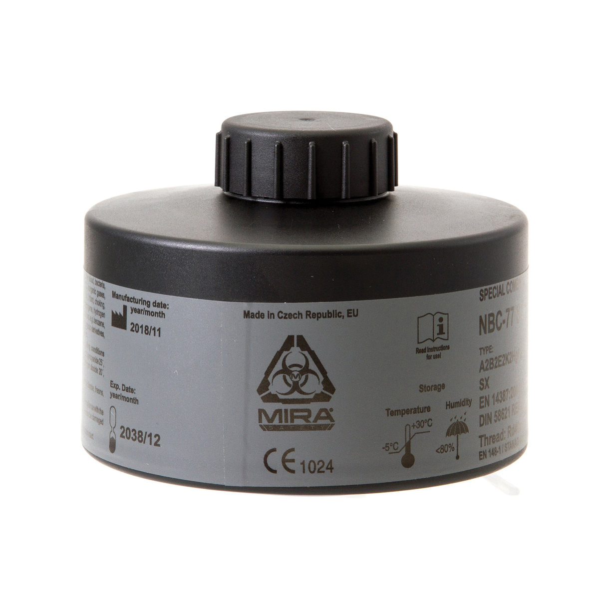 Mira Safety 110mm x 85mm CBRN Gas Mask Filter, Black - Mira Safety