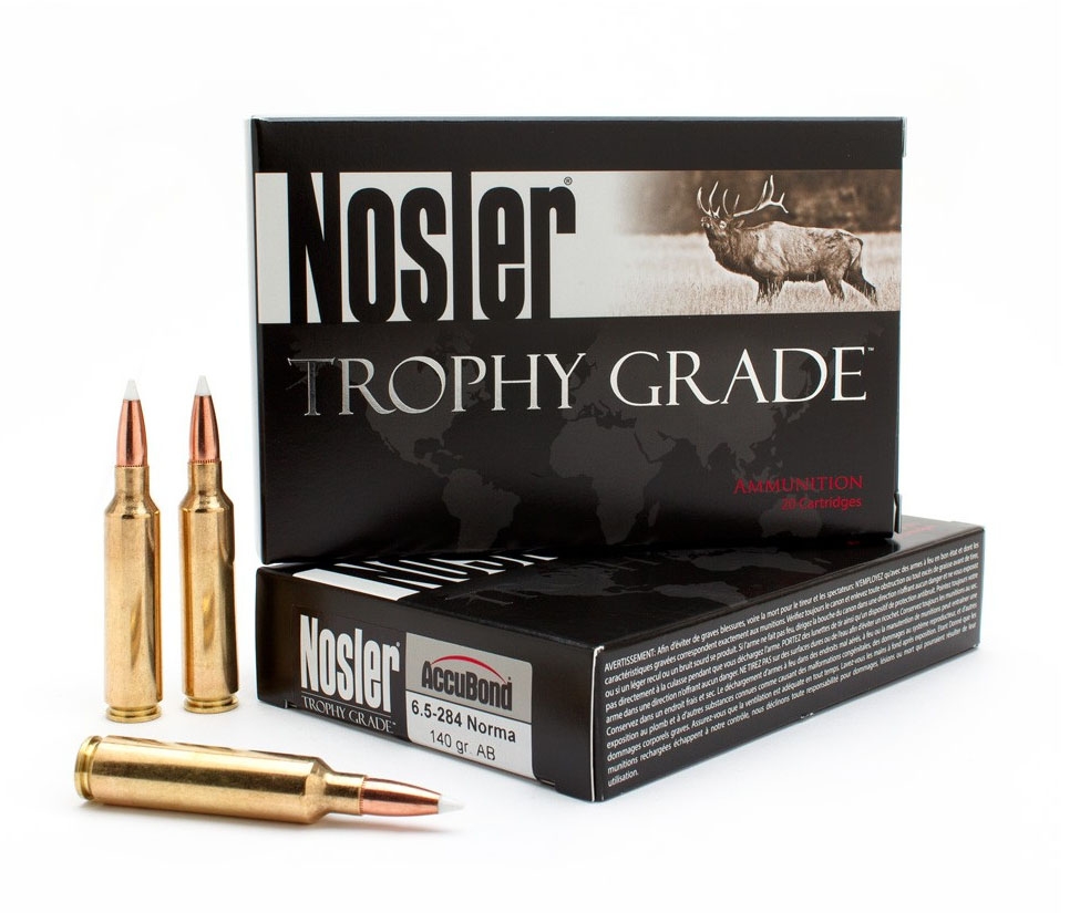 Nosler Trophy Grade 6.5-284 Norma 140 grain AccuBond Rifle Ammo, 20/Box - 60040 - Nosler