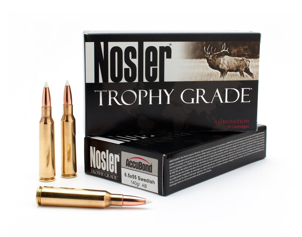 Nosler Trophy Grade 6.5x55 Swedish Mauser 140 grain AccuBond Rifle Ammo, 20/Box - 60022 - Nosler