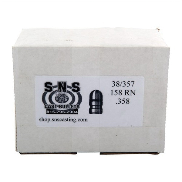 SNS Cast Bullets .38 Caliber RN Pistol Bullet, 158 gr 0.358" 500rds - Sns Cast Bullets