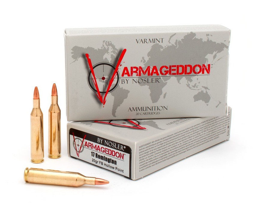 Nosler Varmageddon 17 Rem 20 grain FB Tipped Rifle Ammo, 20/Box - 65105 - Nosler