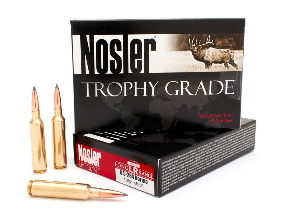 Nosler Trophy Grade 6.5x284 Norma 129 grain AccuBond-Long Range Rifle Ammo, 20/Box - 60128