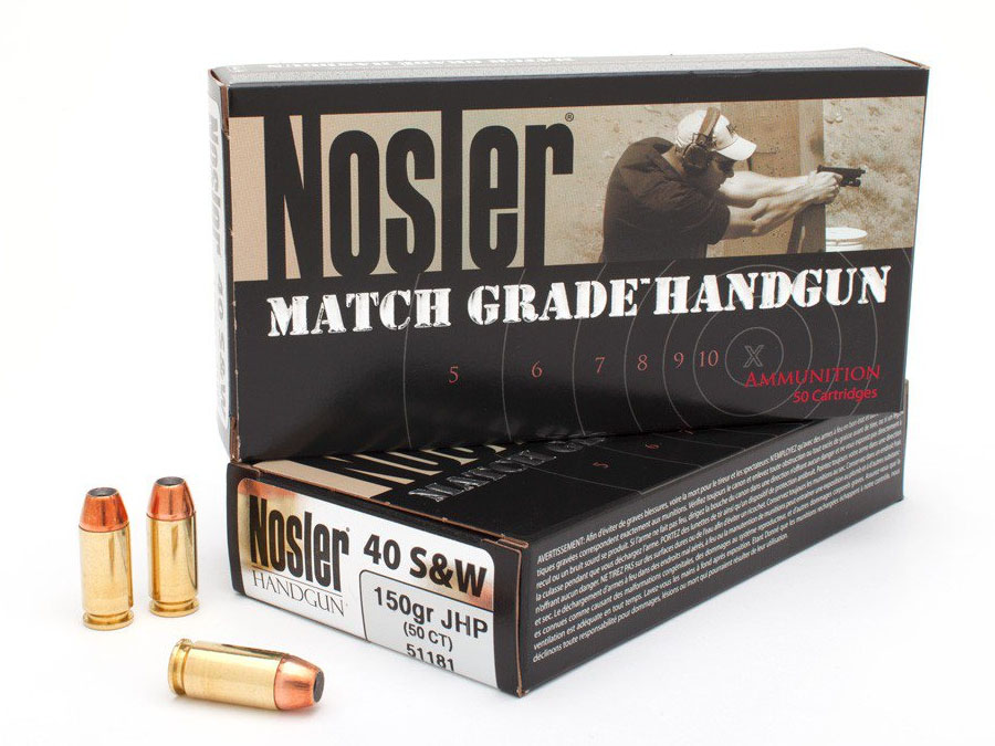 Nosler Match Grade 40 S&W 150 grain JHP Ammo, 50/Box - 51181 - Nosler