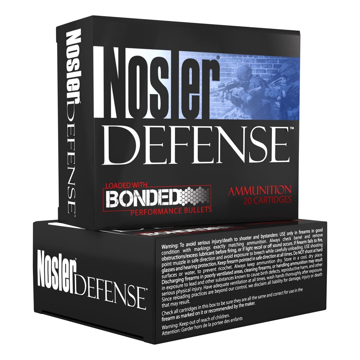 Nosler Defense 9mm Luger +P 124 grain Tipped Bonded Handgun Ammo, 20/Box - 37151 - Nosler