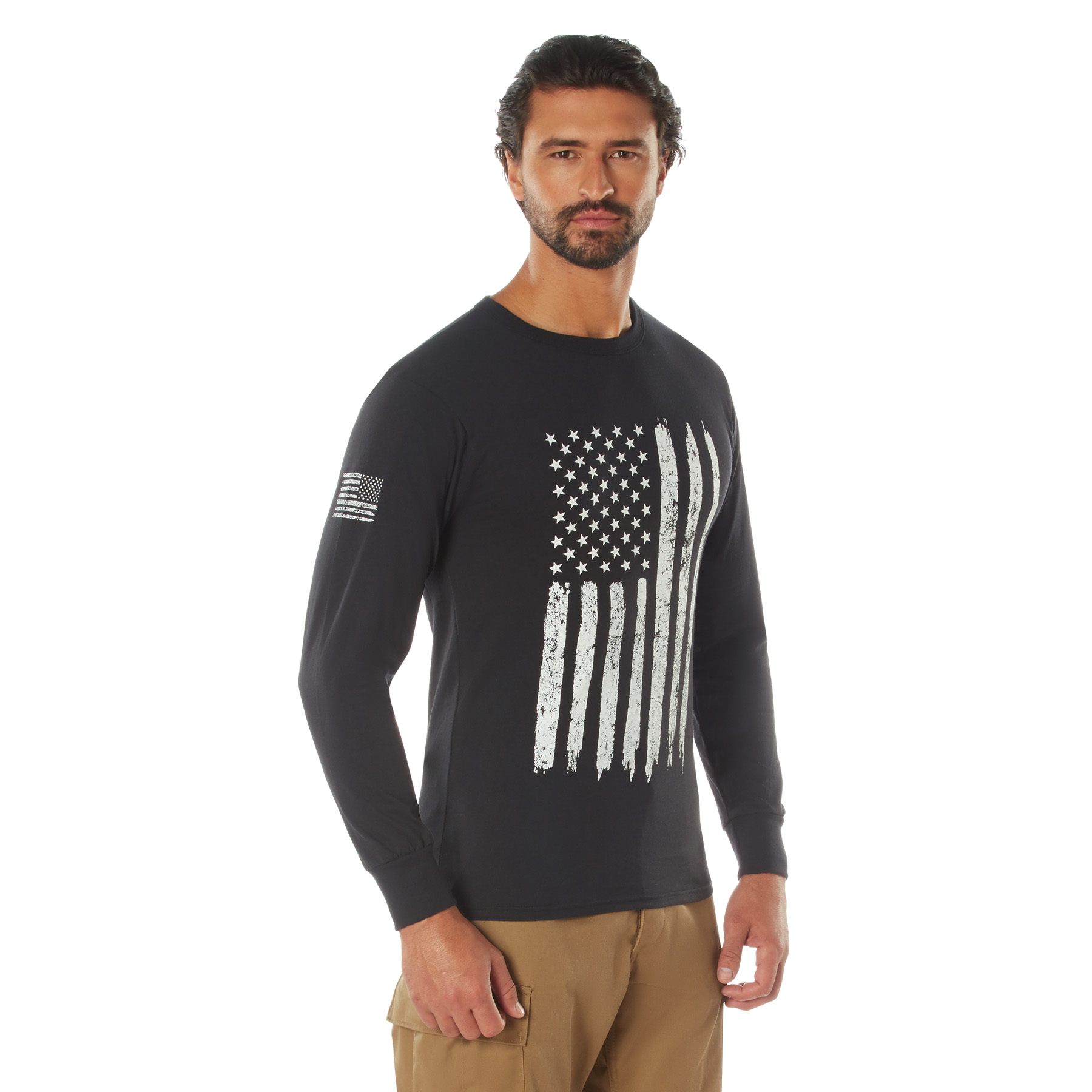 Rothco Rothco Us Flag Long Sleeve T-Shirt - Black, X-Large
