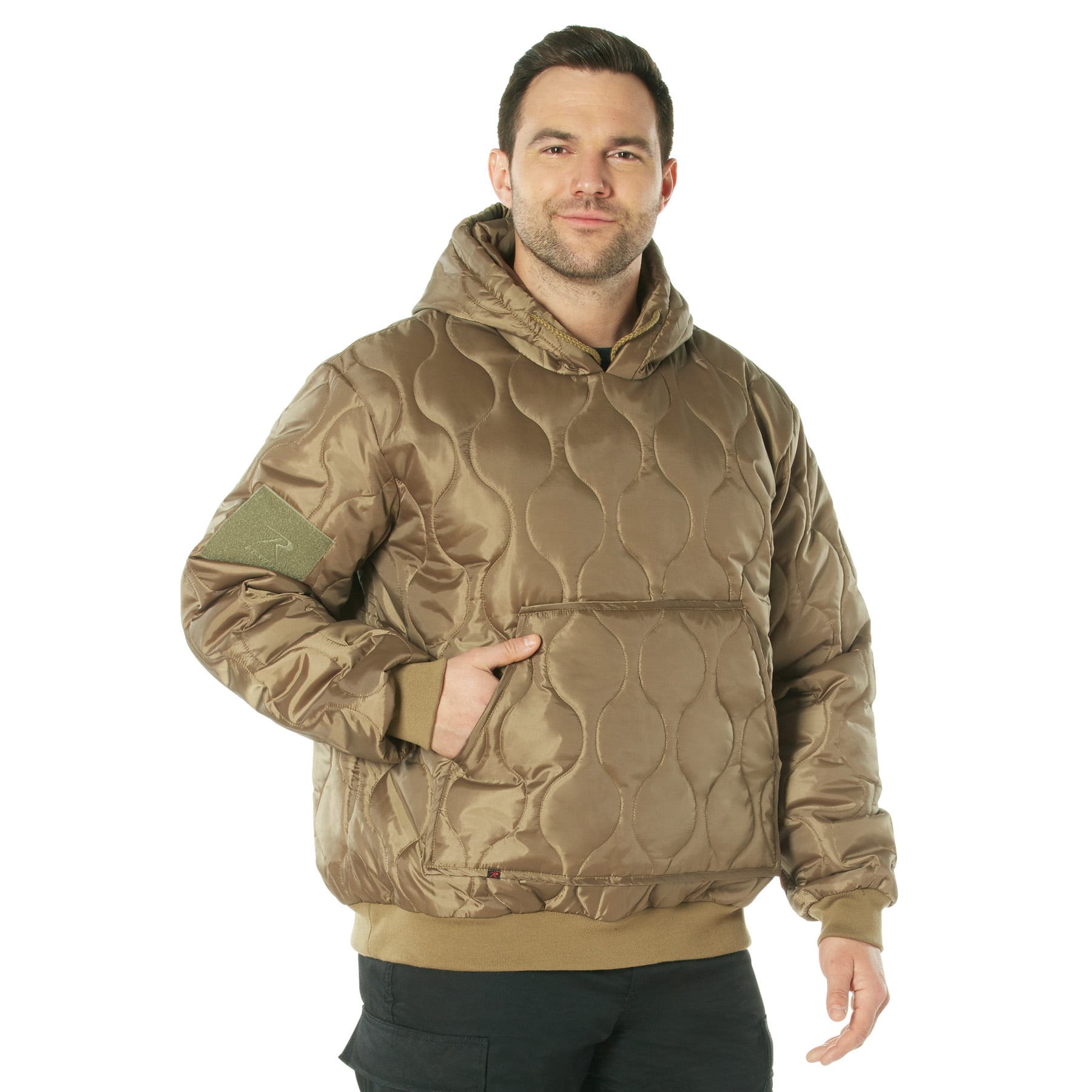 Rothco Quilted Woobie Hooded Sweatshirt - Coyote Brown, Large