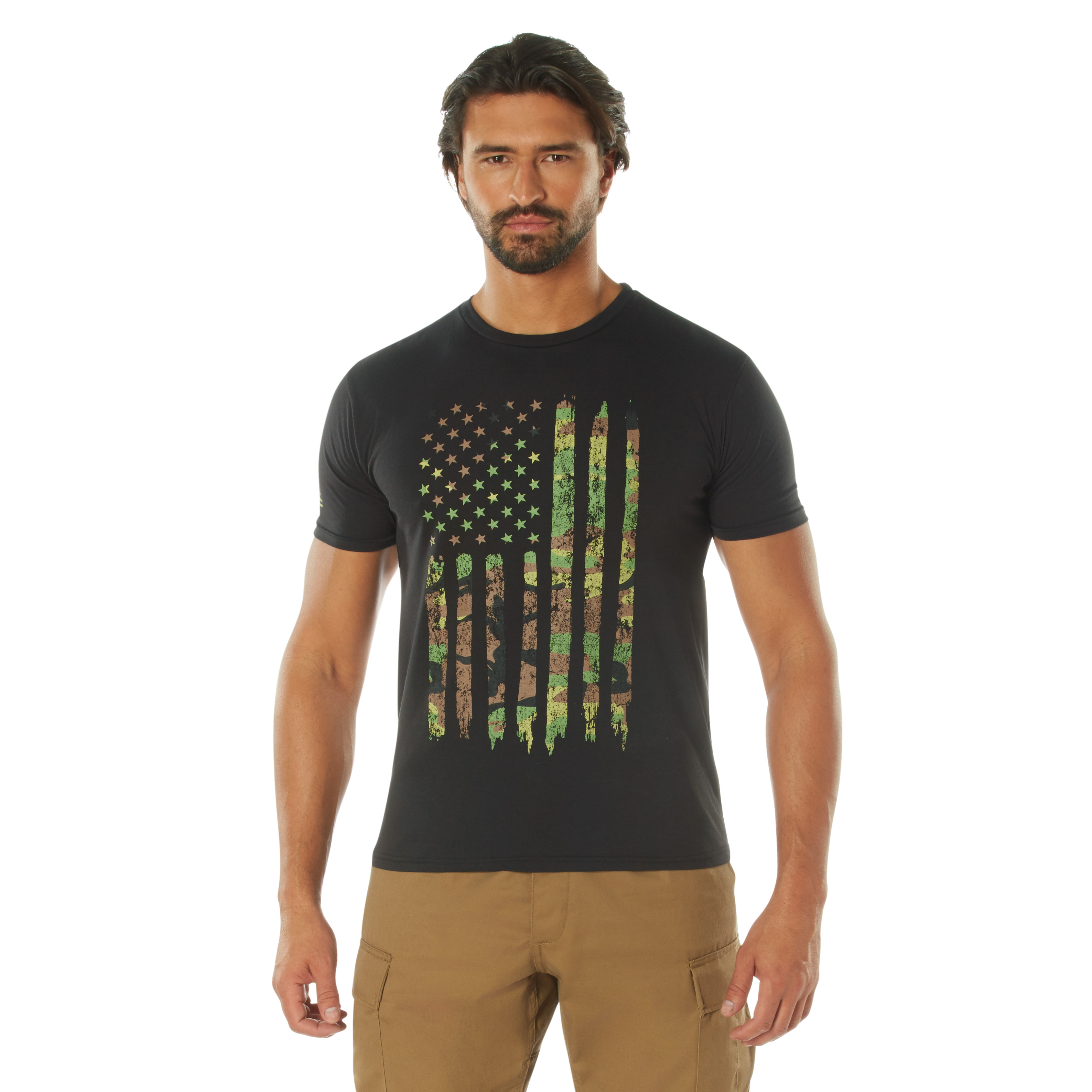 Rothco Rothco Distressed Us Flag Athletic Fit T-Shirt - Camo, 2X-Large