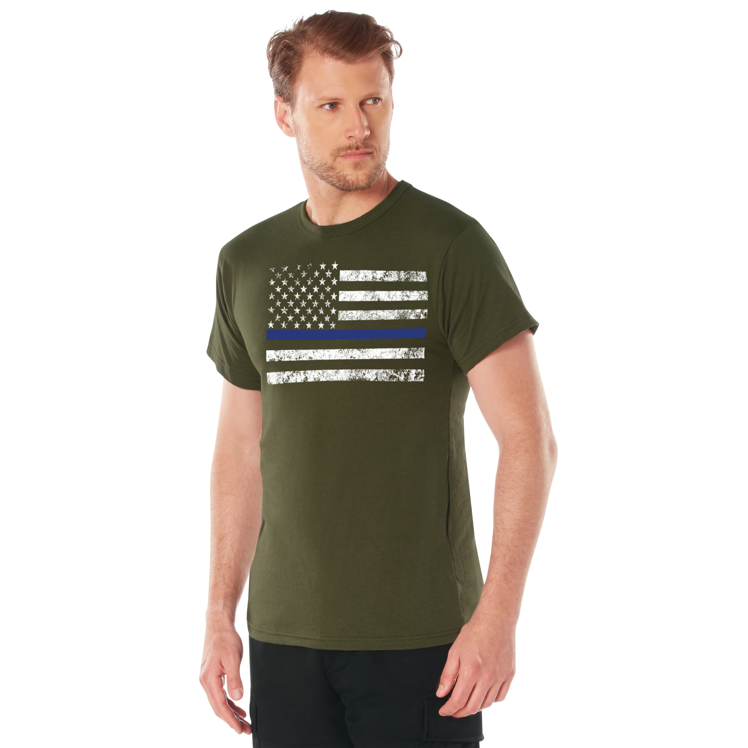 Rothco Rothco Thin Blue Line T-Shirt - Olive Drab, Medium