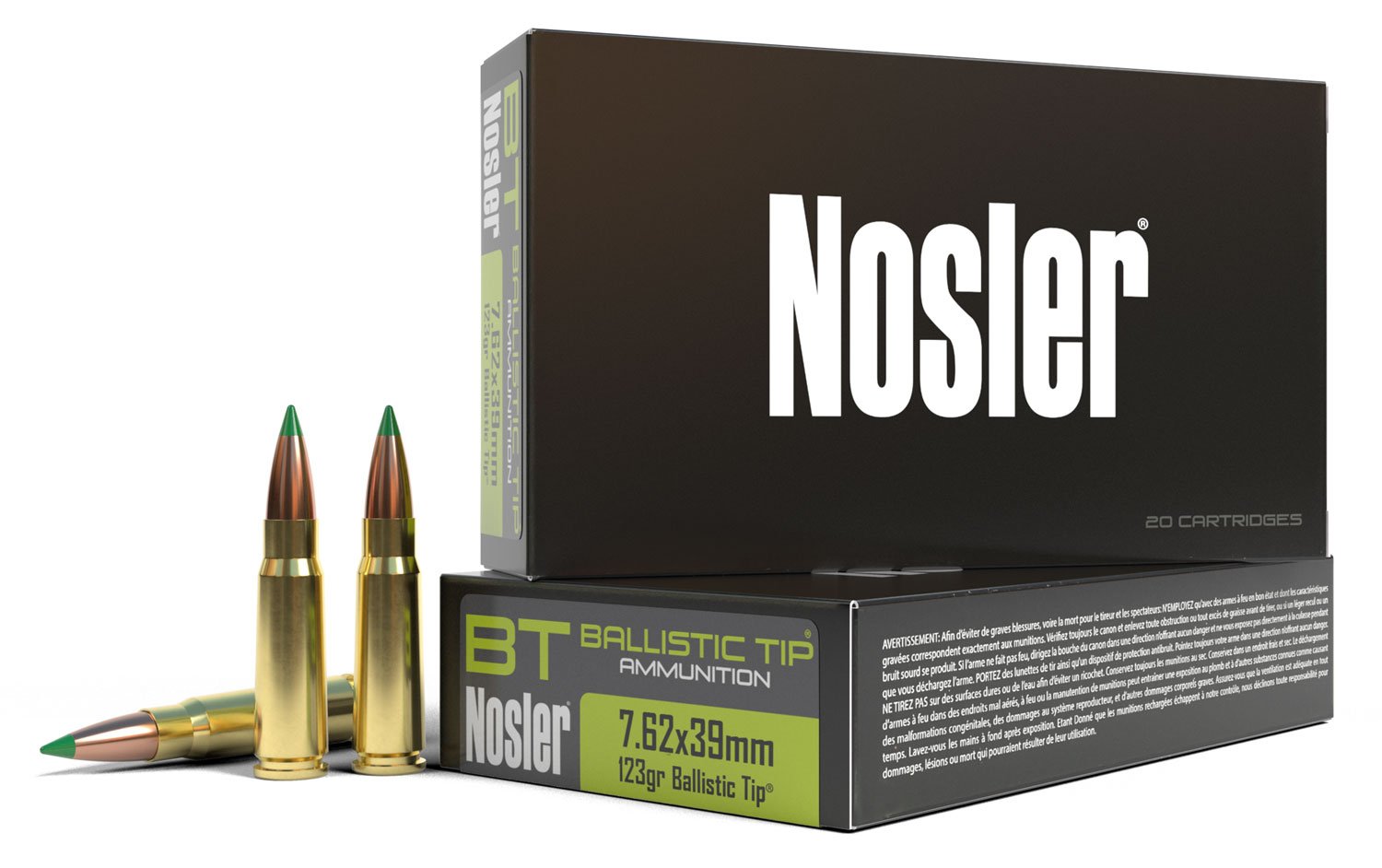 Nosler 7.62x39mm 123 grain Ballistic Tip Hunting Rifle Ammo, 20/Box - 40069 - Nosler