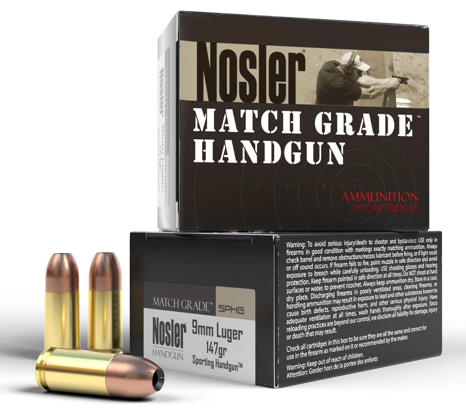 Nosler Match Grade 9mm Ammo 147 Gr JHP, 20rds - 51290 - Nosler