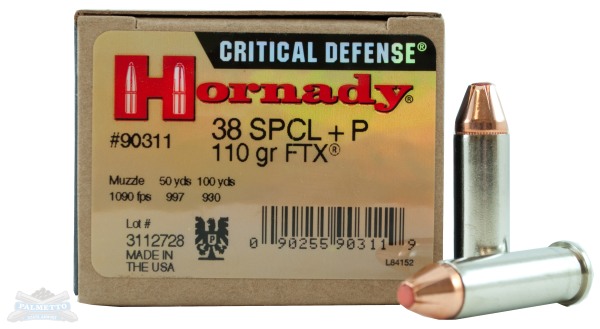Hornady 38 Special+P 110gr FTX Critical Defense Ammunition 25rds - 90311 - Hornady
