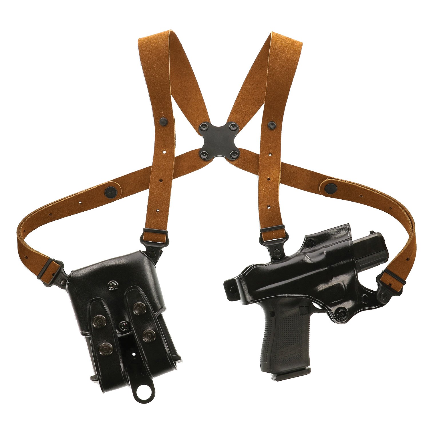 Galco Jackass Rig Glock 23 Gen 2-5 Leather Shoulder Holster Right, Black - JR224B