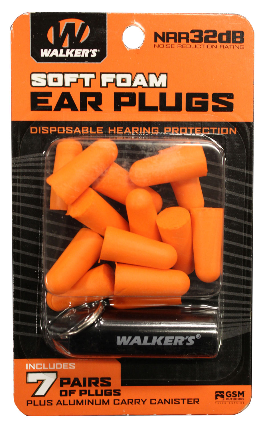 Walkers Game Ear 32 dB Inside the Ear Plug, Orange/Black, 7 Pair - GWPPLGCANOR - Walkers Game Ear