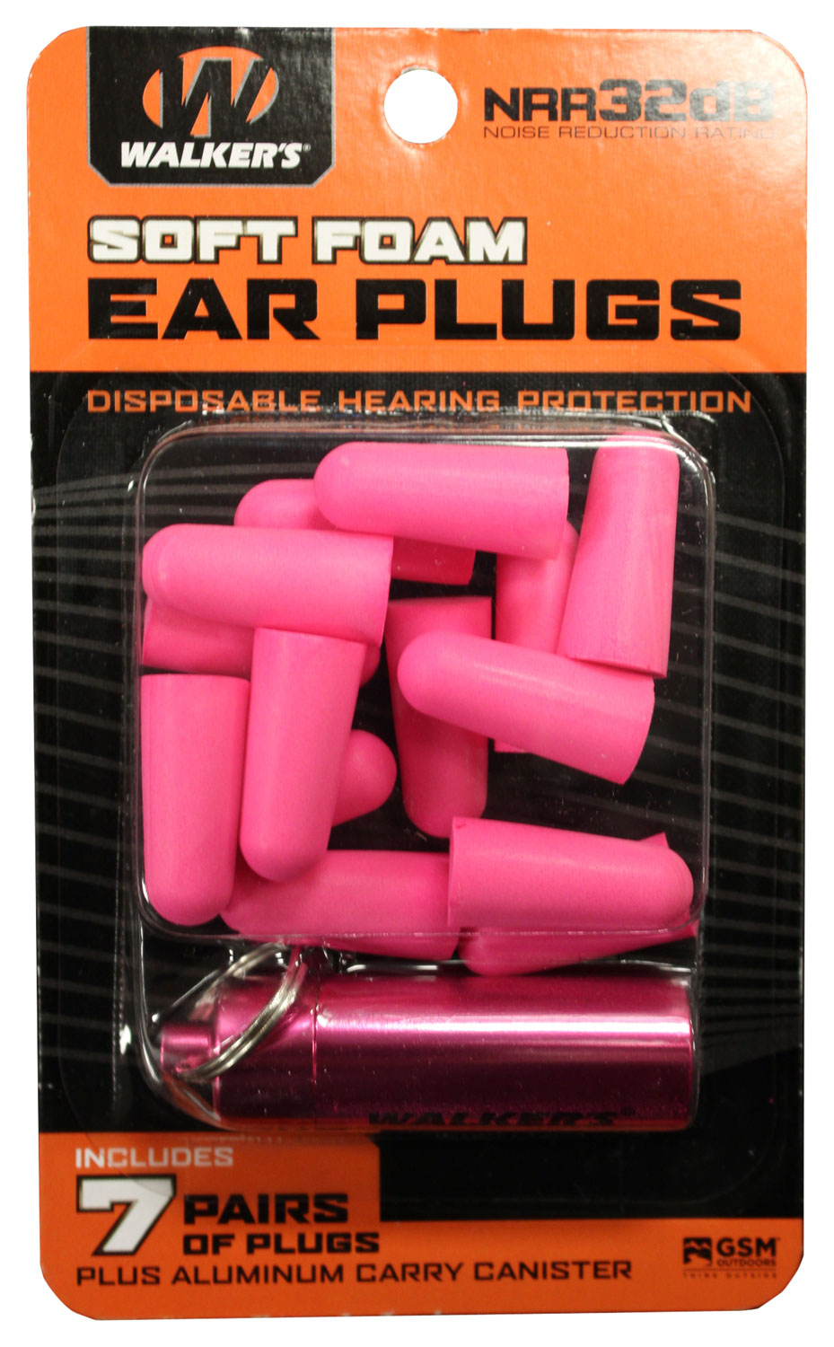 Walkers Game Ear 32 dB Inside the Ear Plug, Pink, 7 Pair - GWPPLGCANPK - Walkers Game Ear