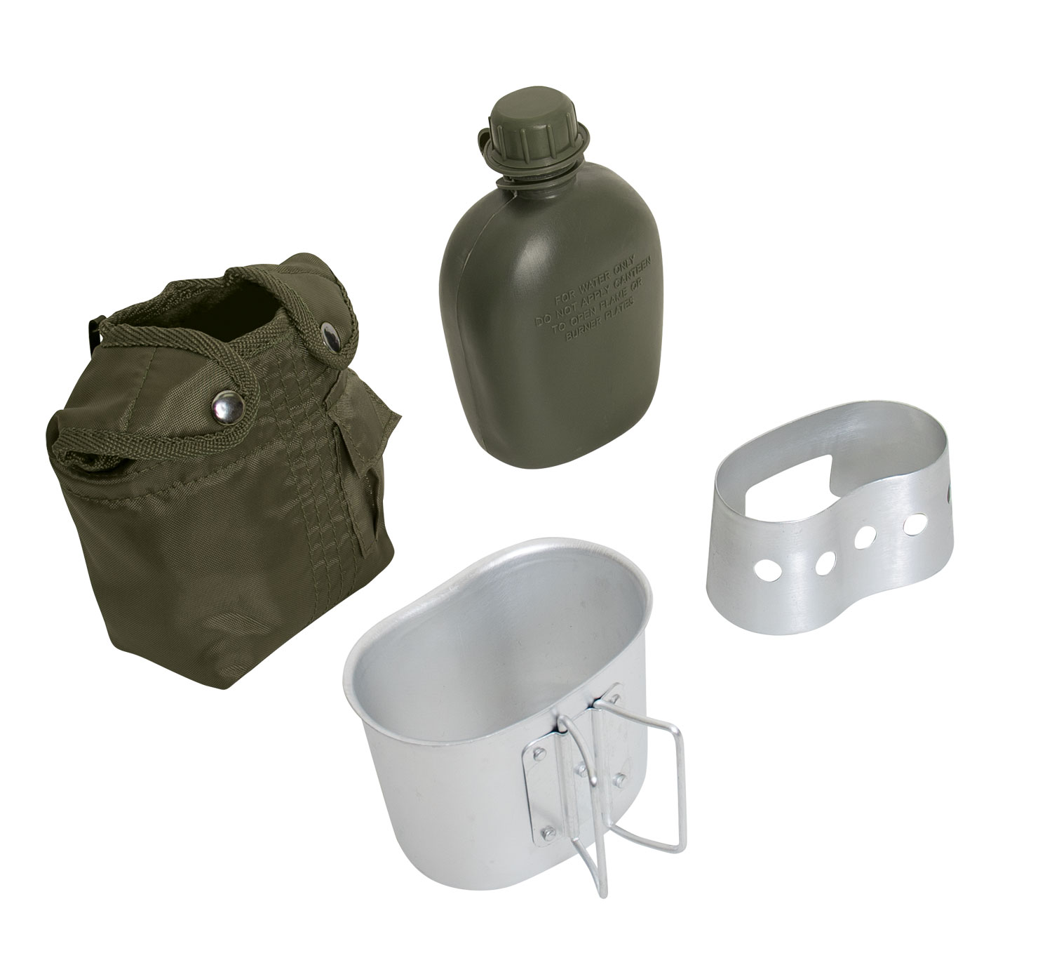 Rothco Rothco 4 Piece Canteen Kit With Cover, Aluminum Cup Stove - Stand, Olive Drab