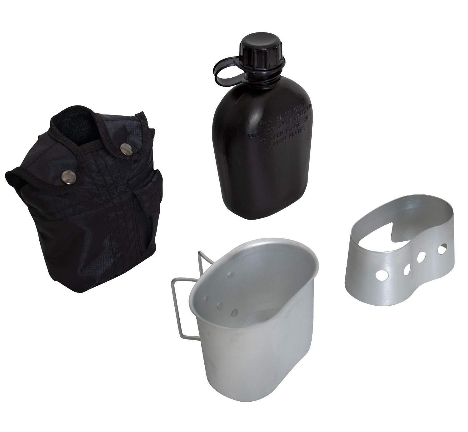 Rothco Rothco 4 Piece Canteen Kit With Cover, Aluminum Cup Stove - Stand, Black