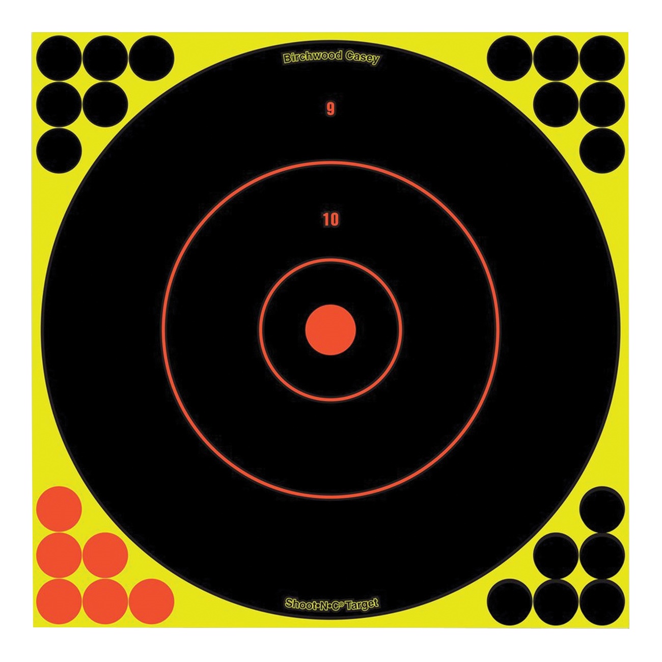 Birchwood Casey Reactive Target Bullseye Target, Black/Yellow, 100 Pack - 34070