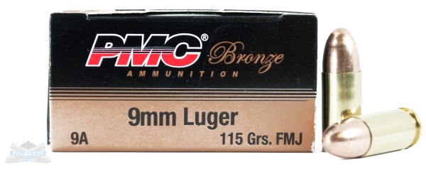 PMC Bronze 9mm 115gr FMJ Ammunition 50rds - 9A - Pmc