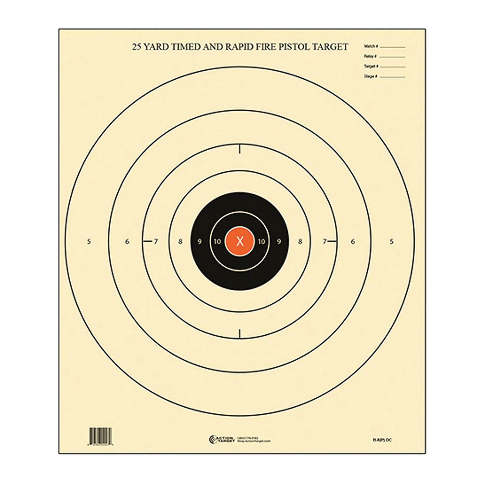 Action Target Competition Timed and Rapid Fire Target, Black/White, 100 Box - B-8(P) OC 100 - Action Target