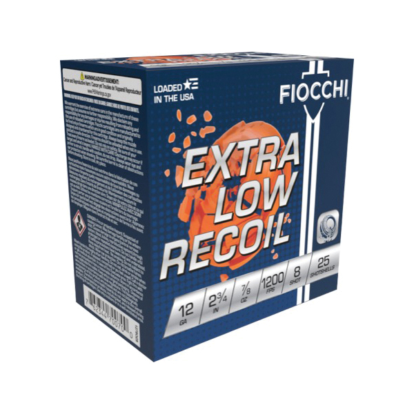 Fiocchi Extra Low Recoil Trainer 12 Gauge 2.75" #8 - 0.87 oz - 25rds - 1278OZ8 - Fiocchi