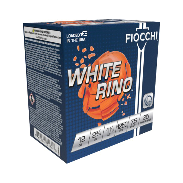 Fiocchi White Rino 12 Gauge 2.75" #7.5 - 1.12 oz - 25rds - 12WRNO75 - Fiocchi