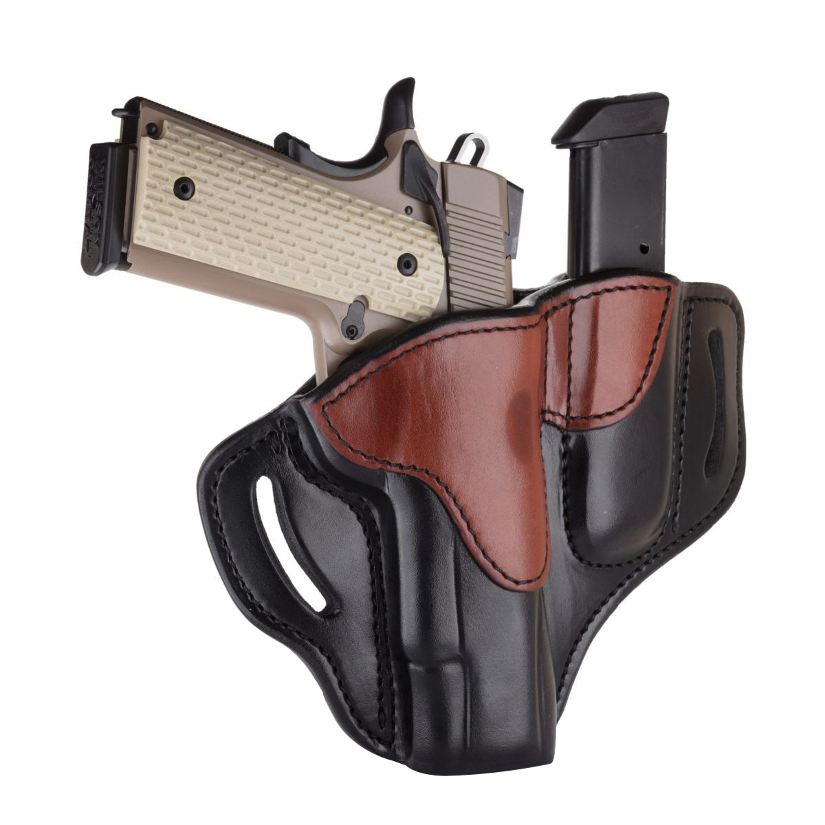 1791 Gunleather BH1M1 4" / 5" 1911 OWB Right Hand Leather Holster, Brown/Black - BH1M1BLBR - 1791 Gunleather