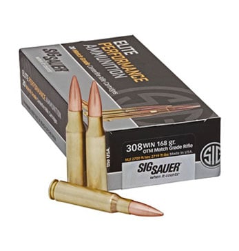 Sig Sauer .308 Winchester 168gr OTM Ammunition, 20 Round Box - E308M1-20 - Sig Sauer