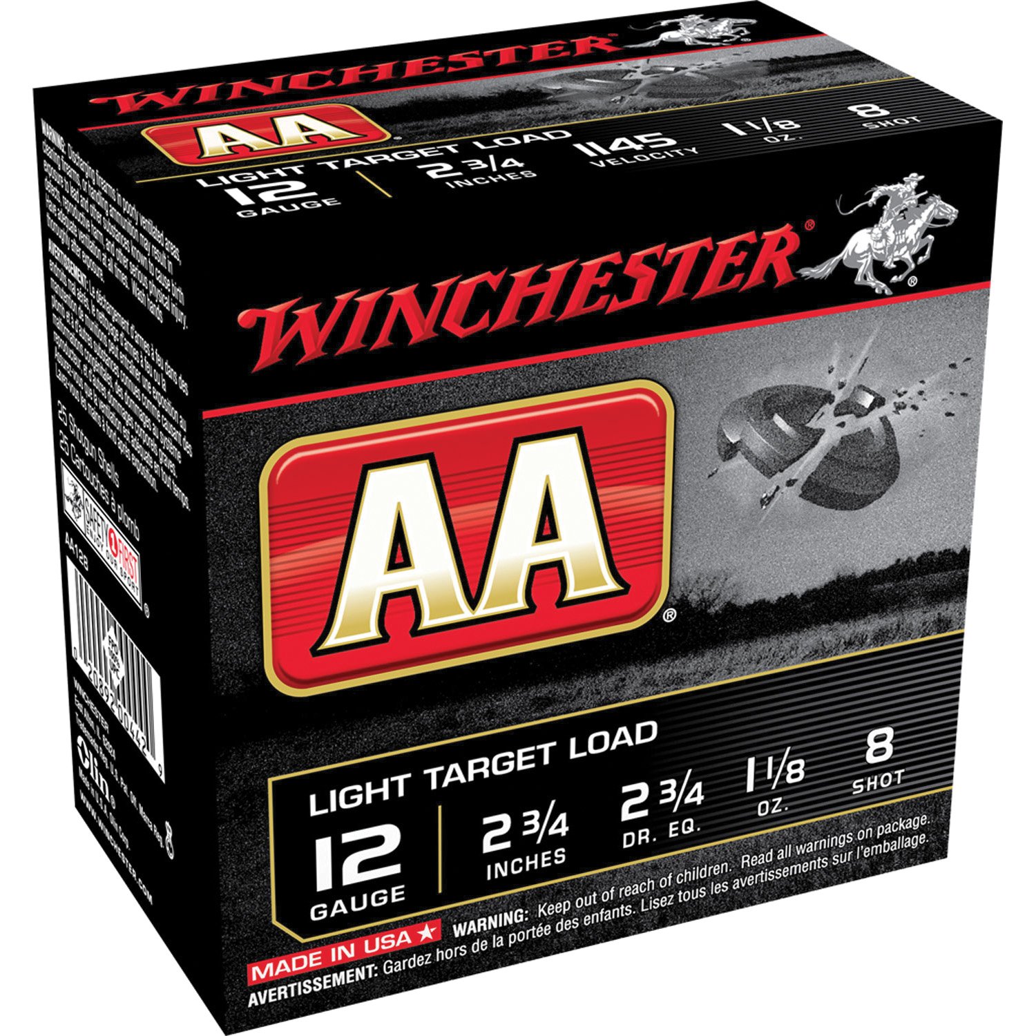 Winchester AA Light Target 12 Gauge 2.75" #8 - 1.12 oz - 100rds - AA128VP - Winchester