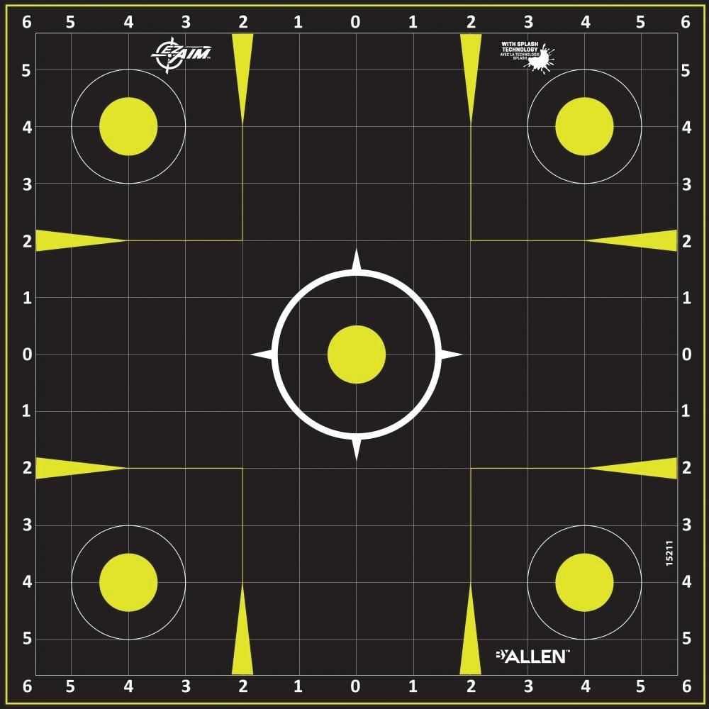 EZ Aim Splash Reactive Non-Adhesive Sight Grid Target, Black/Yellow, 12 Pack - 15211 - Ez Aim