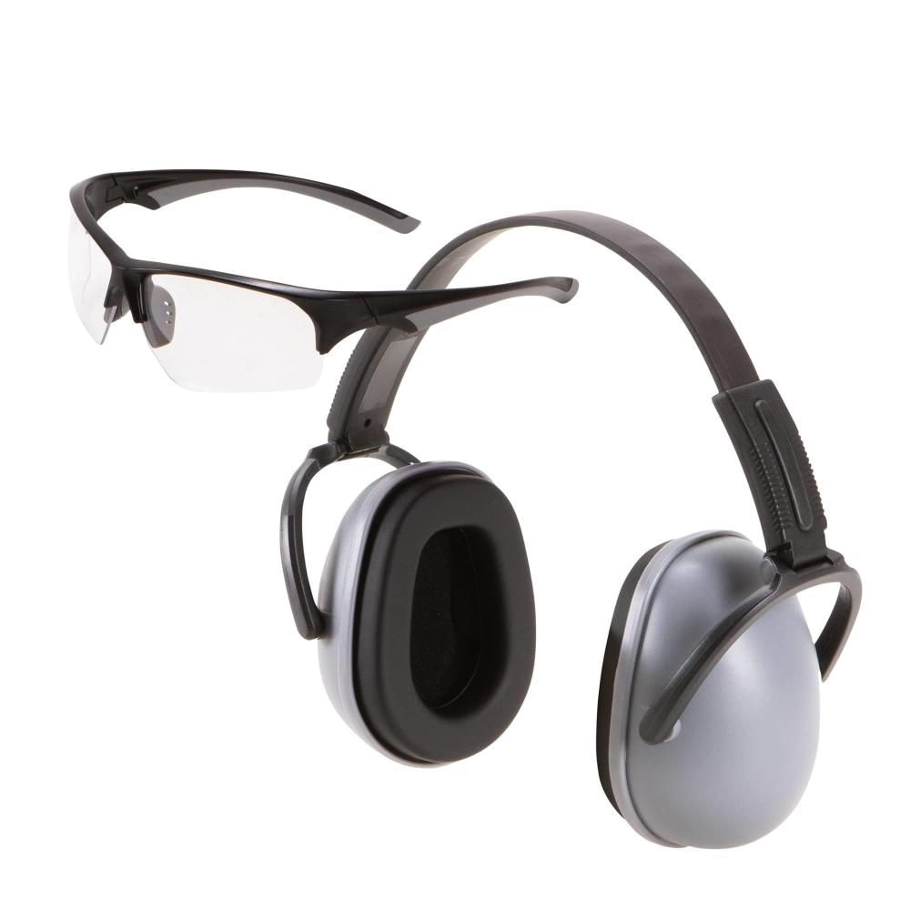 Allen Passive Hearing Protection Earmuff and Eye Protection Combo Adult/23 dB, Black/Gray - 2229