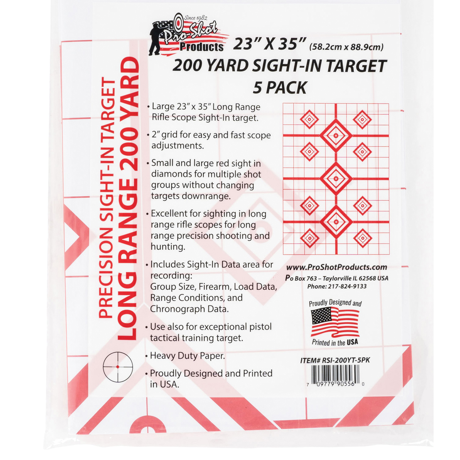 Pro-Shot SplatterShot Sight-in Target, Red/White - RSI-200YT-5PK - Proshot