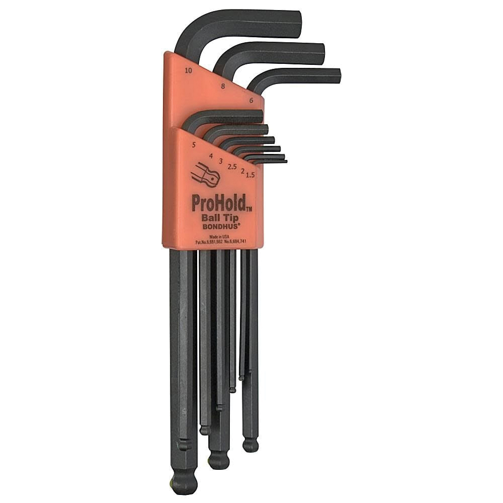 Bondhus ProHold/PBLX9M 9-Piece Long Length Tip Ball End Wrench Set - Bondhus