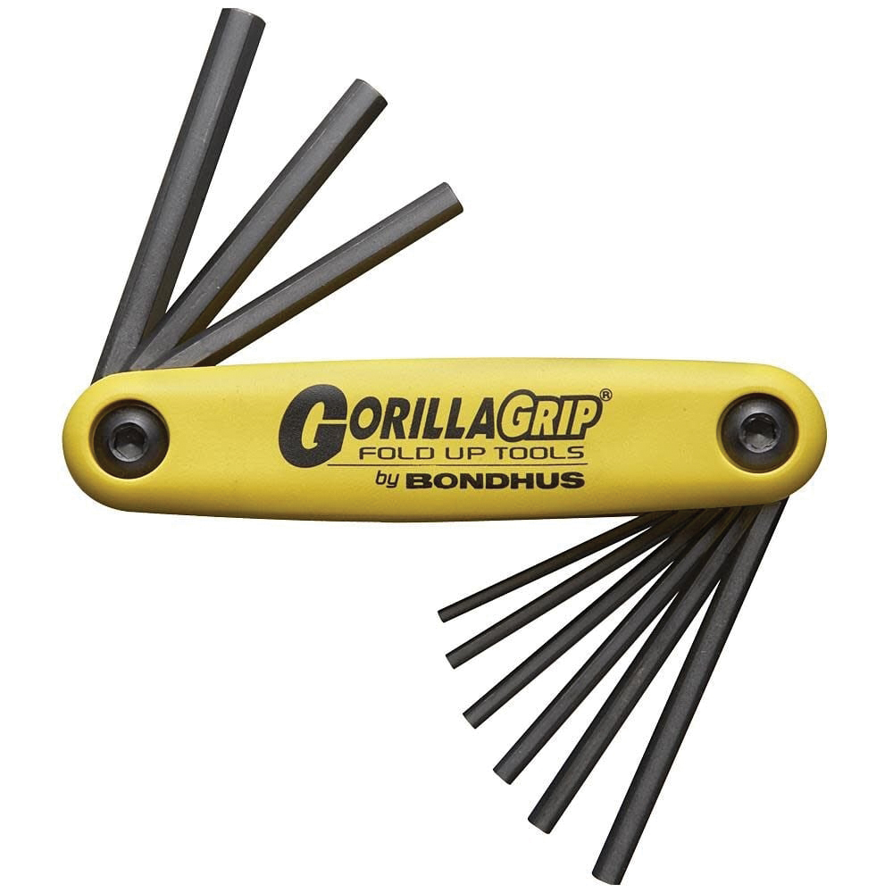 Bondhus GorillaGrip/HF9S 9-Piece Hex End Fold-Up Wrench Set, Black/Yellow - Bondhus