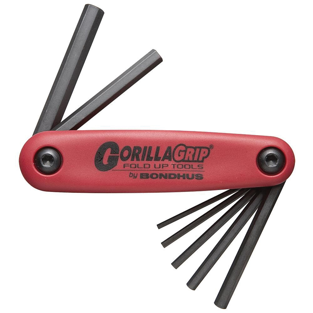 Bondhus GorillaGrip/HF7MS 7-Piece Hex End Fold-Up Wrench Set, Black/Red - Bondhus